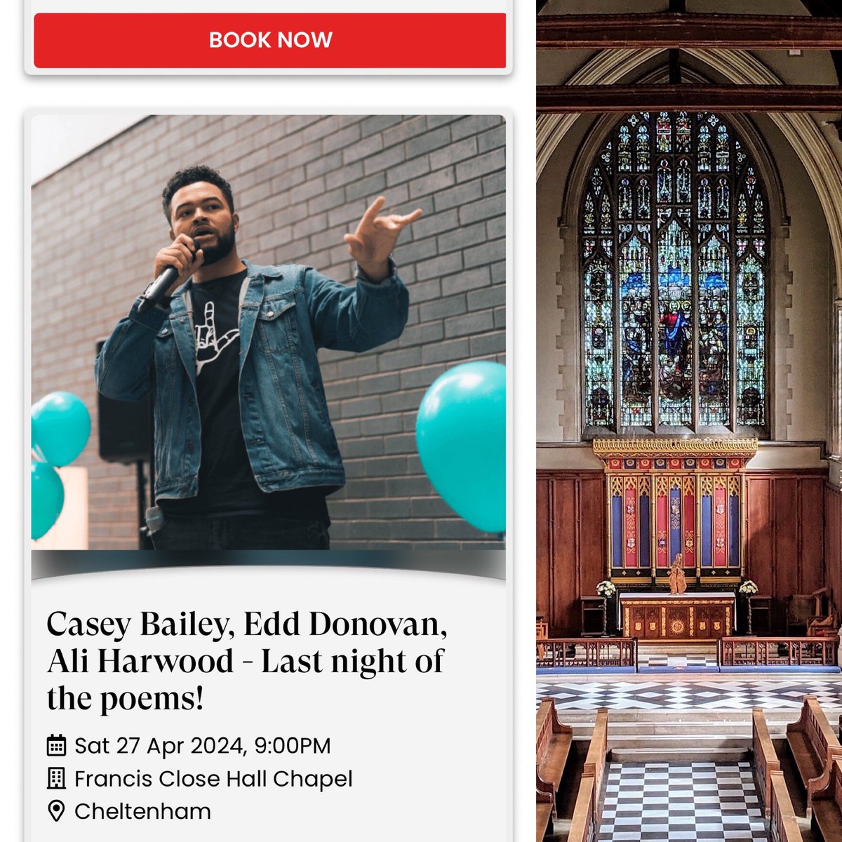 Please come along tomorrow to part of the amazing celebration of words that is Cheltenham Poetry Festival 2024. ‘Last Night of the Poems - Casey Bailey, Ali Harwood, Edd Donovan and  ‘new voices’ showcase presented by Angela France.  Join us for a poetry after-party featuring…