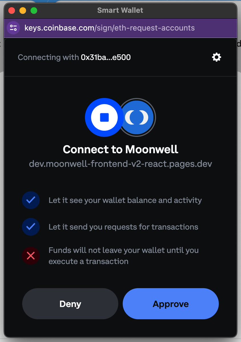 I can't wait to show everyone what we're cooking up in the @MoonwellDeFi community... @Coinbase Smart Wallet is coming 🔜™️, and with it: - Simplified onboarding experience (no app to install or download) - No seed phrases to backup or lose - Gas sponsorship for @Base