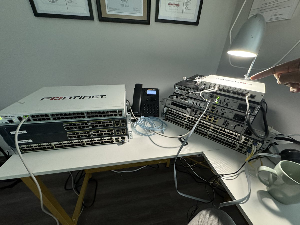 BGP. You can see 20/0 on the Cisco routing table. This is tell you the Administrative distance of the BGP route, in this case, it is eBGP because it has a AD of 20. iBGP would have a AD of 200. I can ping from the Fortigate on the right to the Fortigate on the left, through the