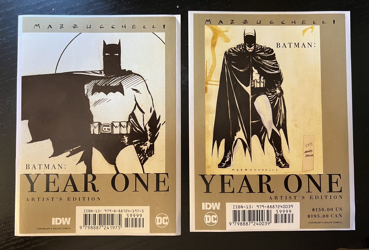 One final David Mazzucchelli Batman: Year One Artist’s Edition post from me. The two sell sheets designed by the great @chipkidd. I got these a few weeks ago to approve—one on left is for S/N slipcased, on right is regular edition. These will be adhered to front of boxes.