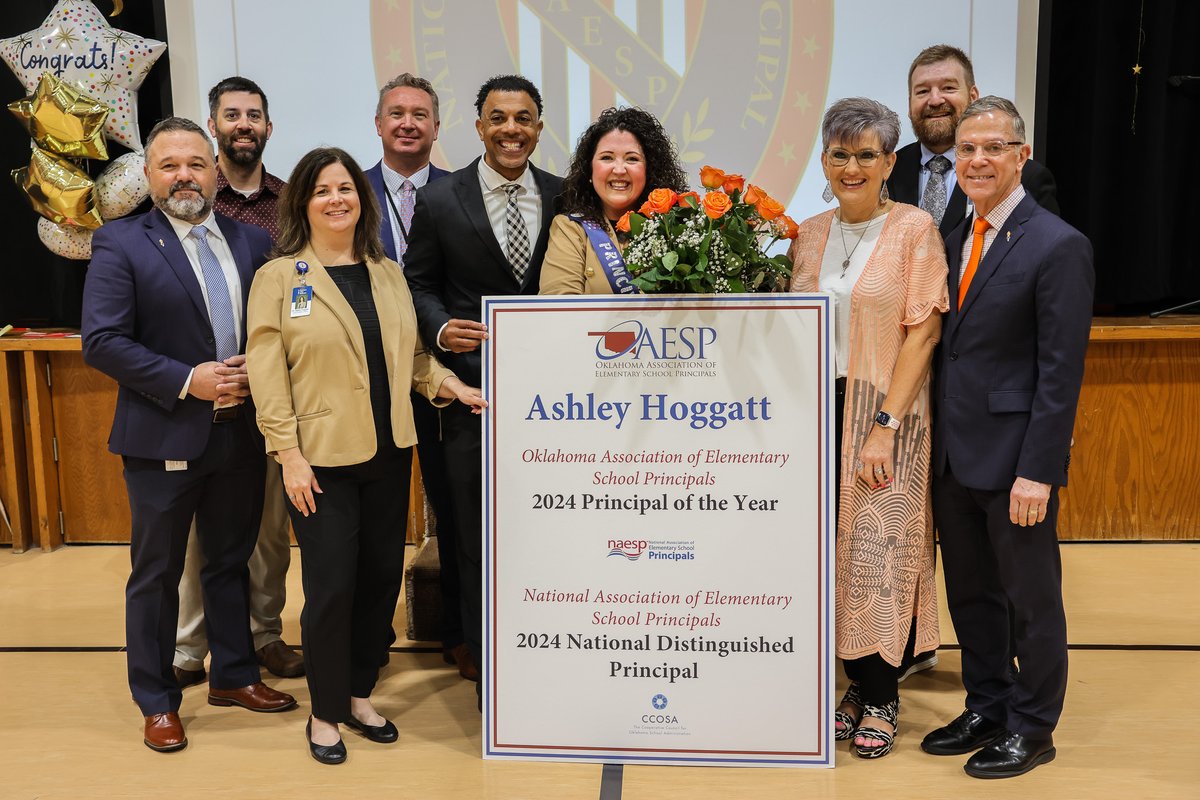 Ashley Hoggatt was named the 2024 OAESP Principal of the Year and <a href="/NAESP/">National Assoc. of Elementary School Principals</a> National Distinguished Principal. Ashley is the principal of D.D. Kirkland Elementary School <a href="/PutnamCityOK/">Putnam City Schools</a> <a href="/CCOSA/">CCOSA</a> 
Congratulations Ashley!
