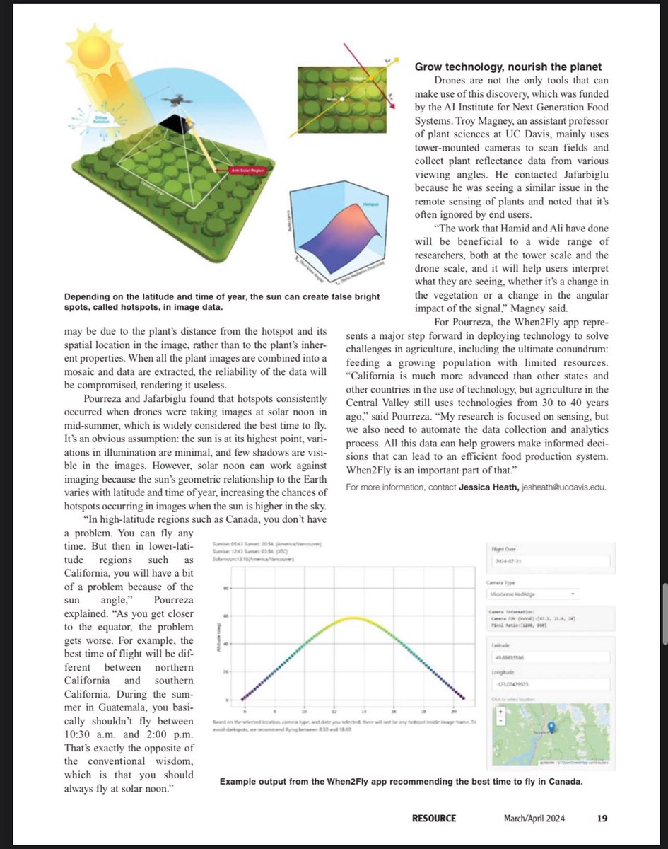 UC Digital Ag (@uc_digitalag) on Twitter photo Check out our lab's latest feature in the April 24 issue of ASABE's Resource magazine introducing our new web app called When2Fly, a decision-support tool that helps farmers and drone operators determine the optimum time of flight based on location, date, and camera type
<a href="/ucanr/">Ag&Natural Resources</a> Check out our lab's latest feature in the April 24 issue of ASABE's Resource magazine introducing our new web app called When2Fly, a decision-support tool that helps farmers and drone operators determine the optimum time of flight based on location, date, and camera type
<a href="/ucanr/">Ag&Natural Resources</a>