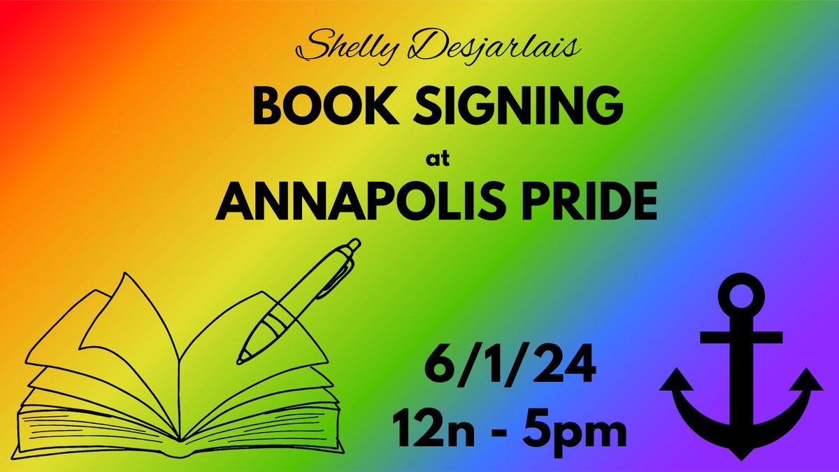 It's official! I am doing my FIRST EVER book signing at Annapolis Pride. Details here: fb.me/e/3rQiXLNkK

#booksigning #event #annapolispride #pridefestival #lgbtq #lgtbqauthors #indieauthors #pridemonth #pride #lgbtqpride