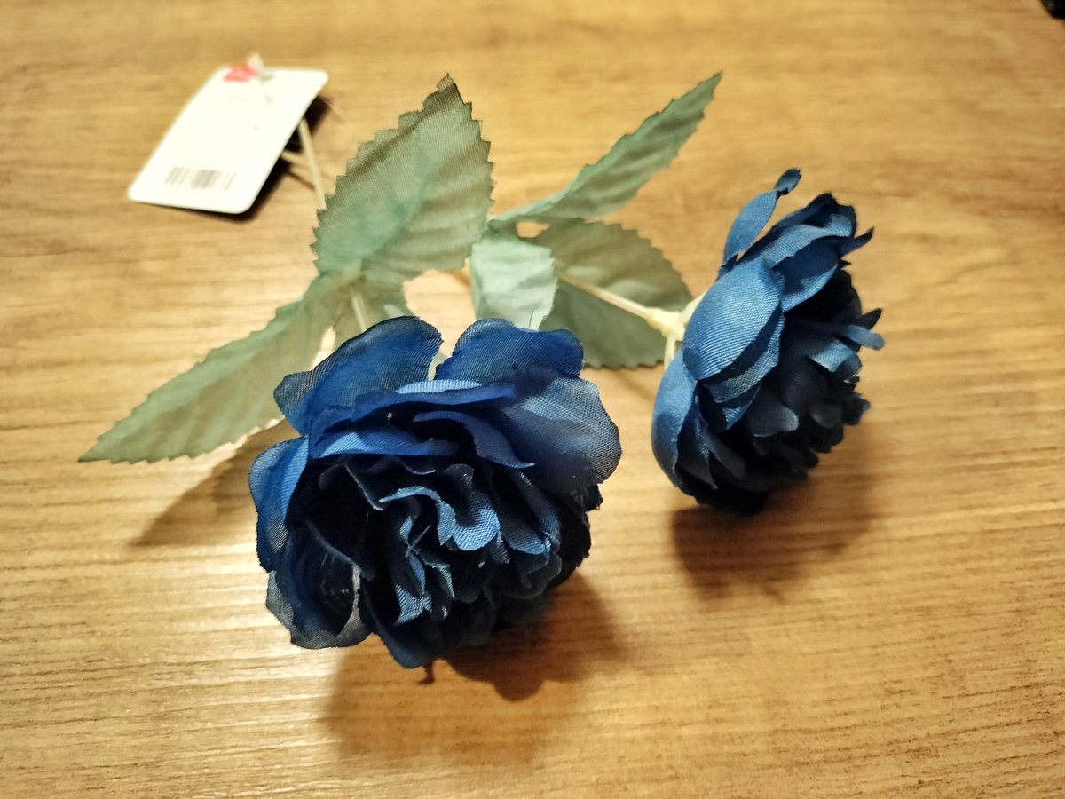 昨日思い立ってダイソーで見つけてきた小ぶりな青いバラ(1束4輪) 試し