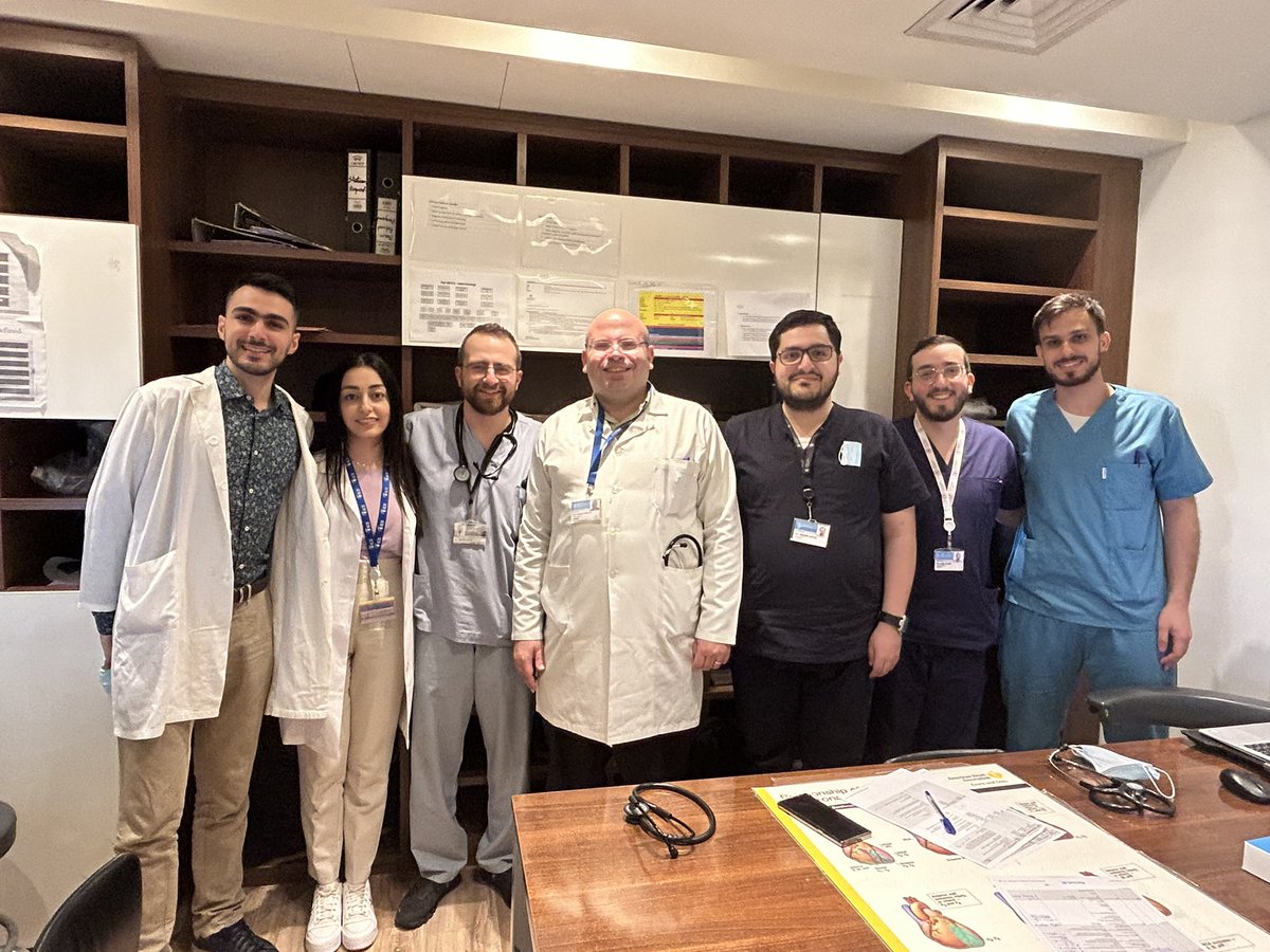 It was a pleasure to be the on call @aubmc #CCU attending over the last 2 weeks with this superb team! Outstanding fellow Dr @SarkisPatrick and outstanding residents and interns: Dr @sallychahine3,Dr @ibrahim97hasan,Dr @ZeinFawaz , Dr @racha_ftouni , Dr Fares Fahed &Dr Wael Chami