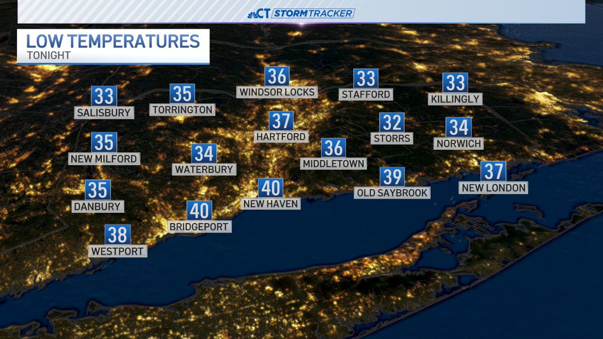 Another frosty night on the way. Temperatures near freezing especially away from the city centers.