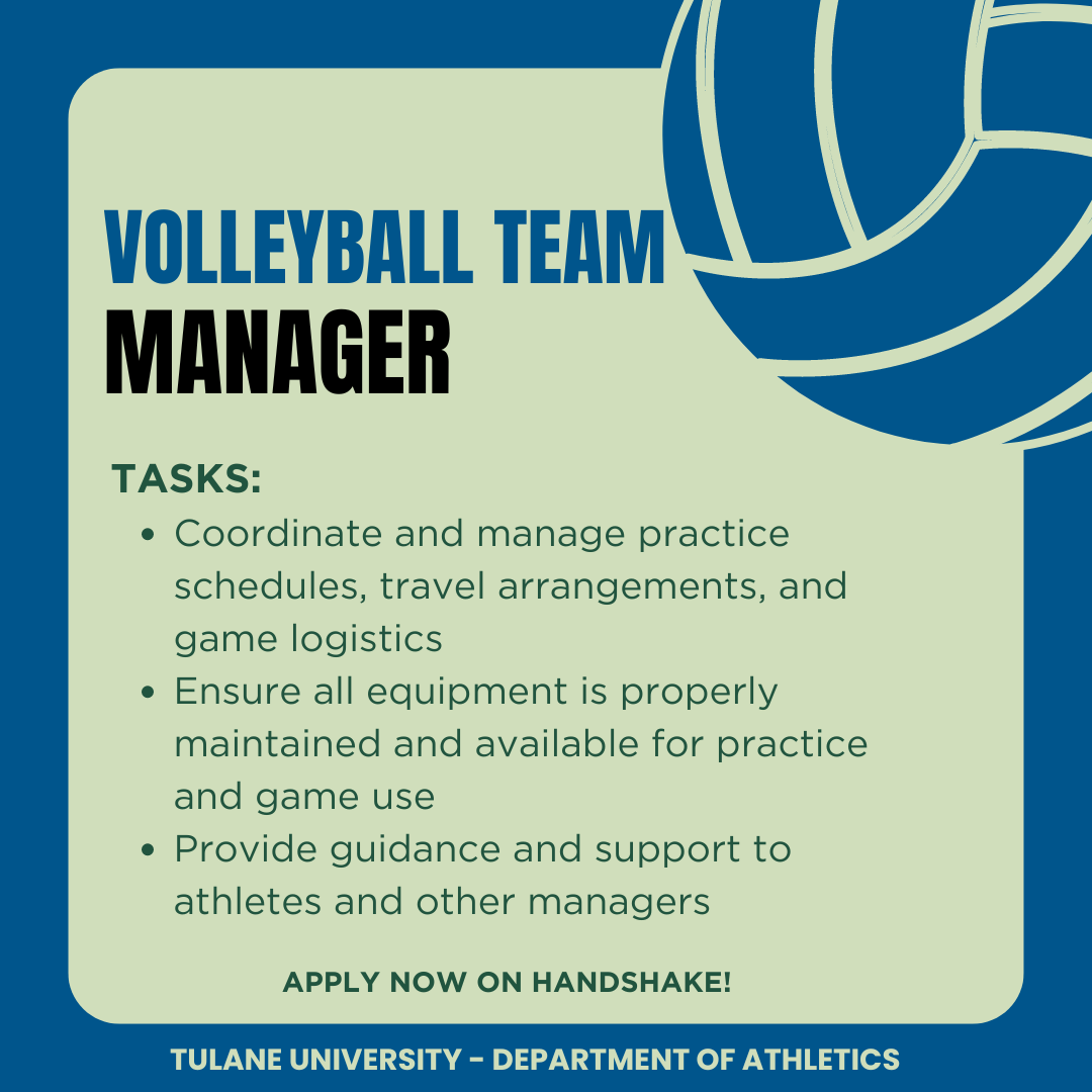 Set the ball rolling for your career with the Tulane University Athletics Department! They’re looking for a Volleyball Team Manager. Great for those passionate about sports and leadership. If you’re interested in applying or learning more, go to Handshake! #sehrjobs #studentjobs