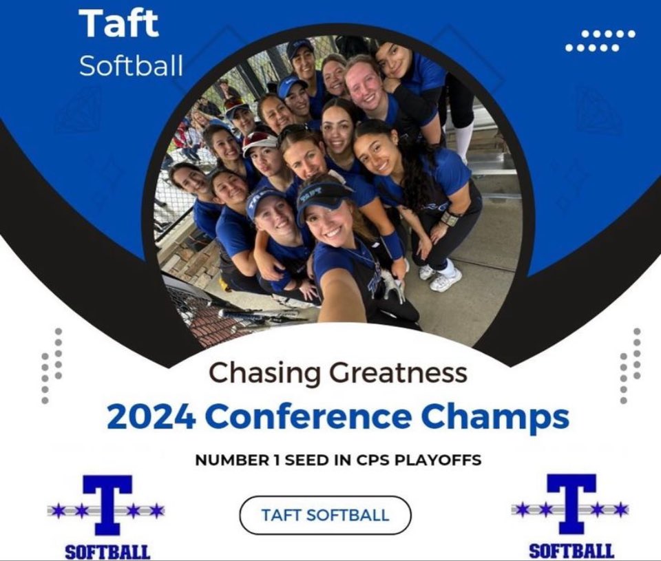 🥎 Congratulations to our Taft Softball team on the 2024 Conference Champion title & #1 seed in CPS Playoffs!
Amazing job!
#WeAreTaft @CPLAthletics @TaftHSAthletics