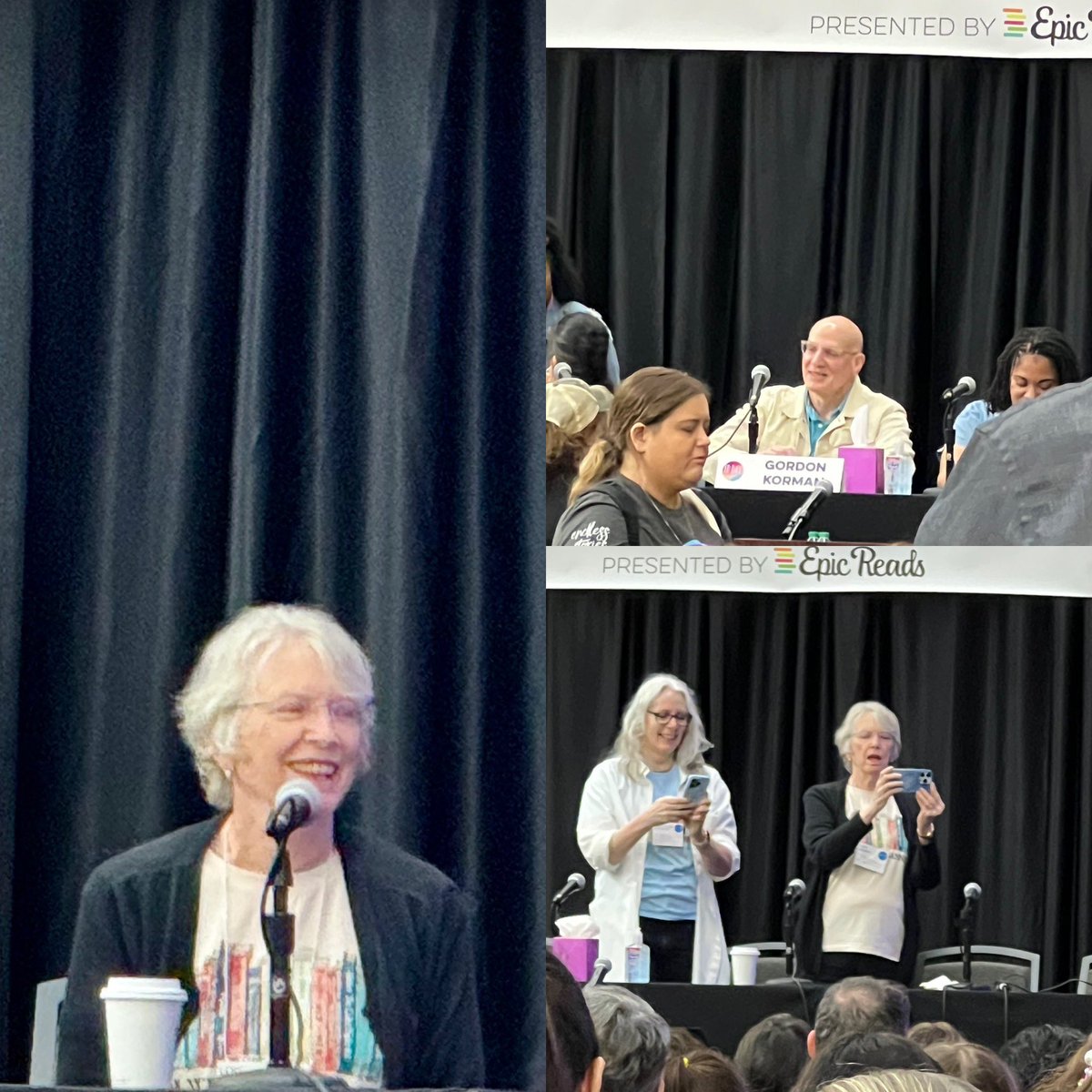 MrsJonesClass3's tweet photo. @Blue4Rjl and I enjoyed a Friday field trip to the @NTTBFest to meet and listen to some of our favorite authors. We were excited to listen to what Lois Lowry and @gordonkorman have been working on. @NetZeroLee #rjlyear10 https://t.co/bQz0zrrmku