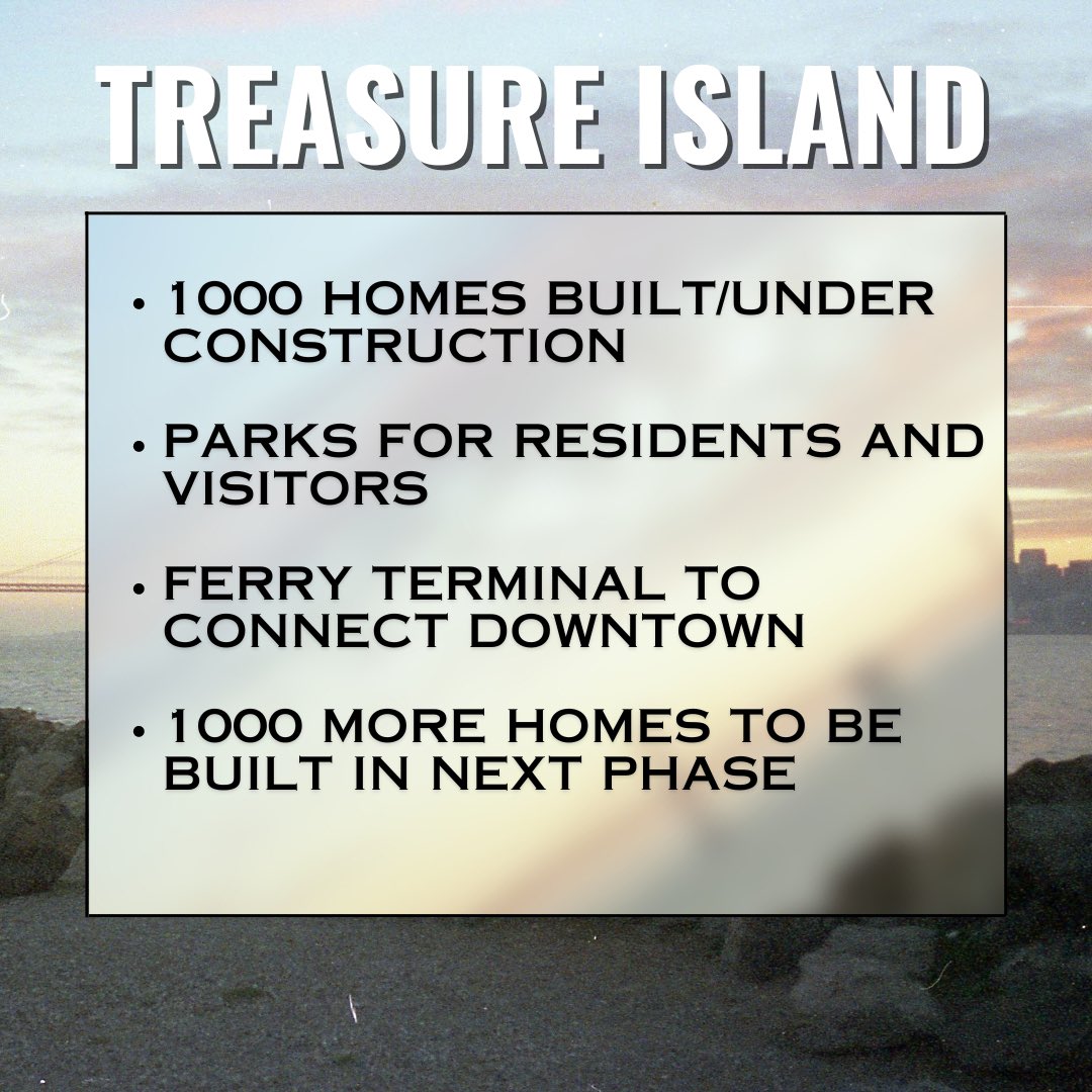 To deliver more housing, we must continue advancing the work on our large projects. This week we: - Introduced legislation to move forward 3,500 new homes at Stonestown - Passed legislation to speed up construction of new homes at Treasure Island