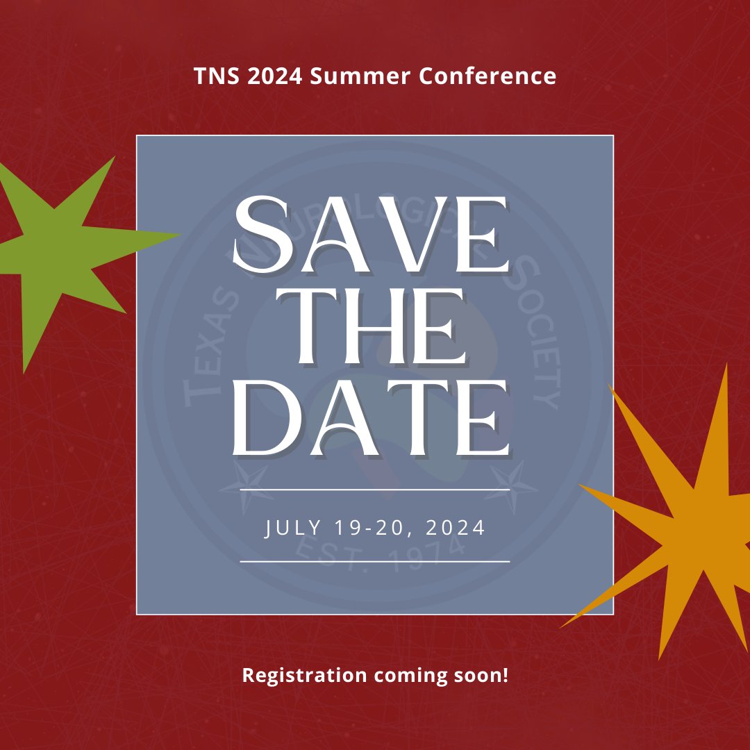 Will you be joining TNS in San Antonio this summer? We can’t wait for our summer meeting on July 19th and 20th 🧠 Registration is coming soon – keep an eye on our social media for updates!