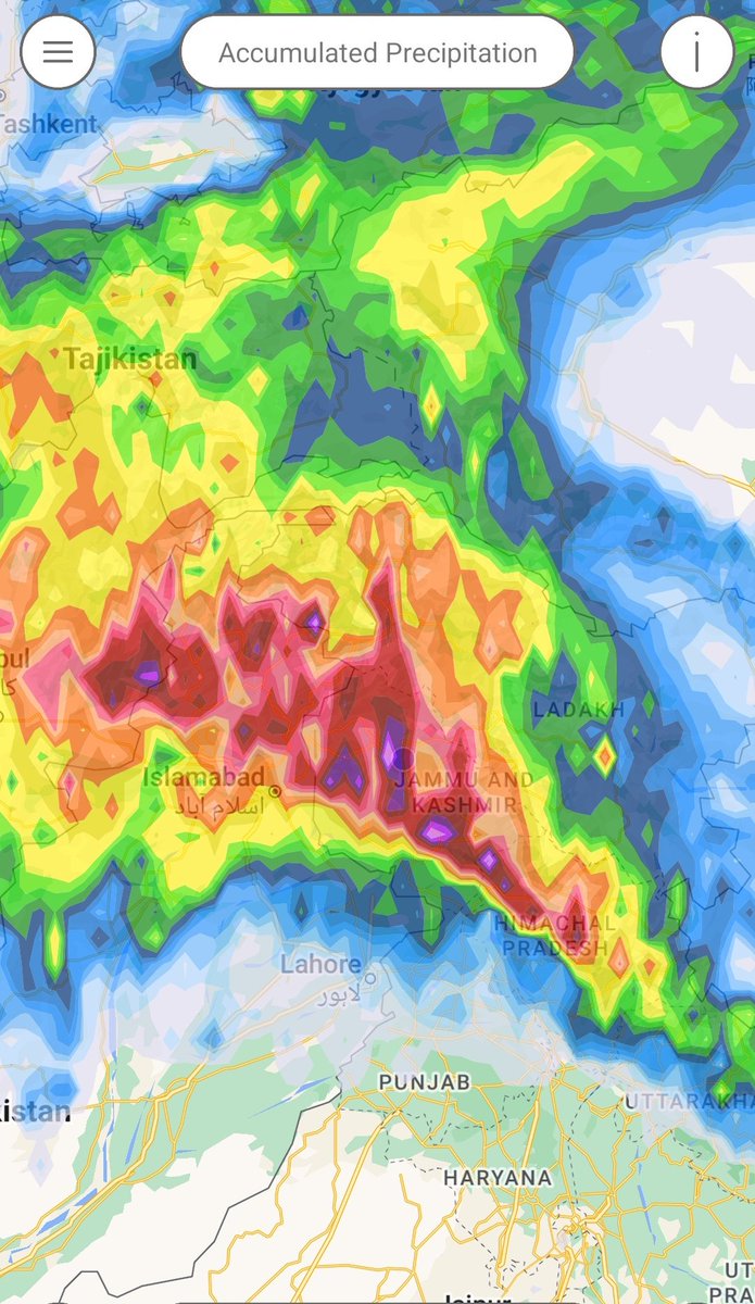 According to different models it clearly indicates that heavy rains are ahead⛈️Main impact on Sunday (rise in water bodies) 
Northwill receive more🌧 than other districts 
Some places may witness 100mm rainfall including #Srinagar 
Rest upto Allah
#weatherbyumar #JammuAndKashmir