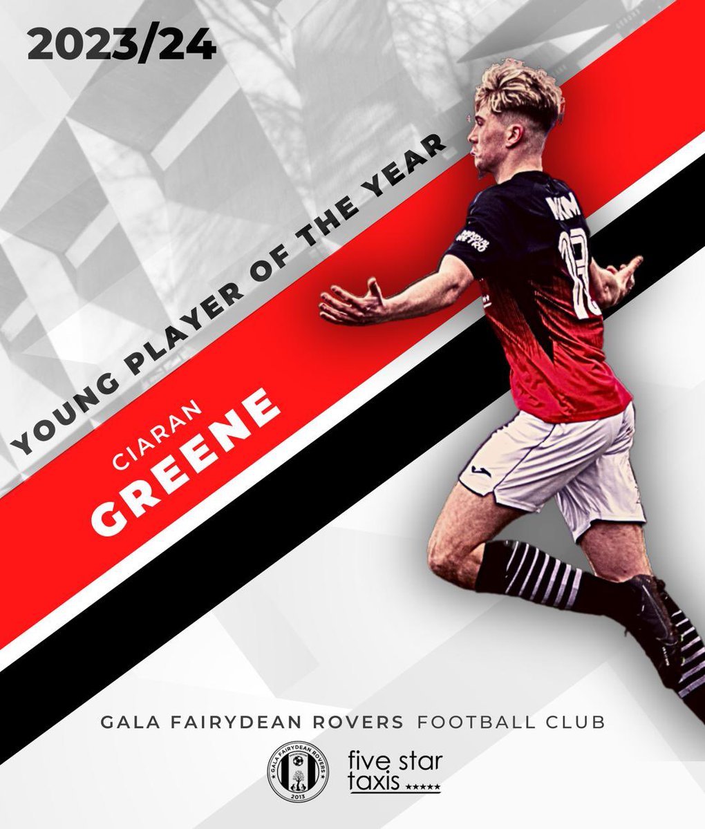 🏆 Gala Fairydean Rovers Lowland League Young Player Of The Year 😊 Ciaran Greene ❤️⚫️