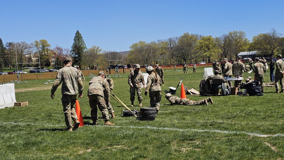 Day1 complete at the #Sandhurst2024 International Military Skills Competition held @WestPoint_USMA @FurmanU team competed 6:35 AM till 2:15, 48 teams from #USMA 4 other academies, @ArmyROTC Allied countries. Back tomorrow. #CAMMVETSMEDIA