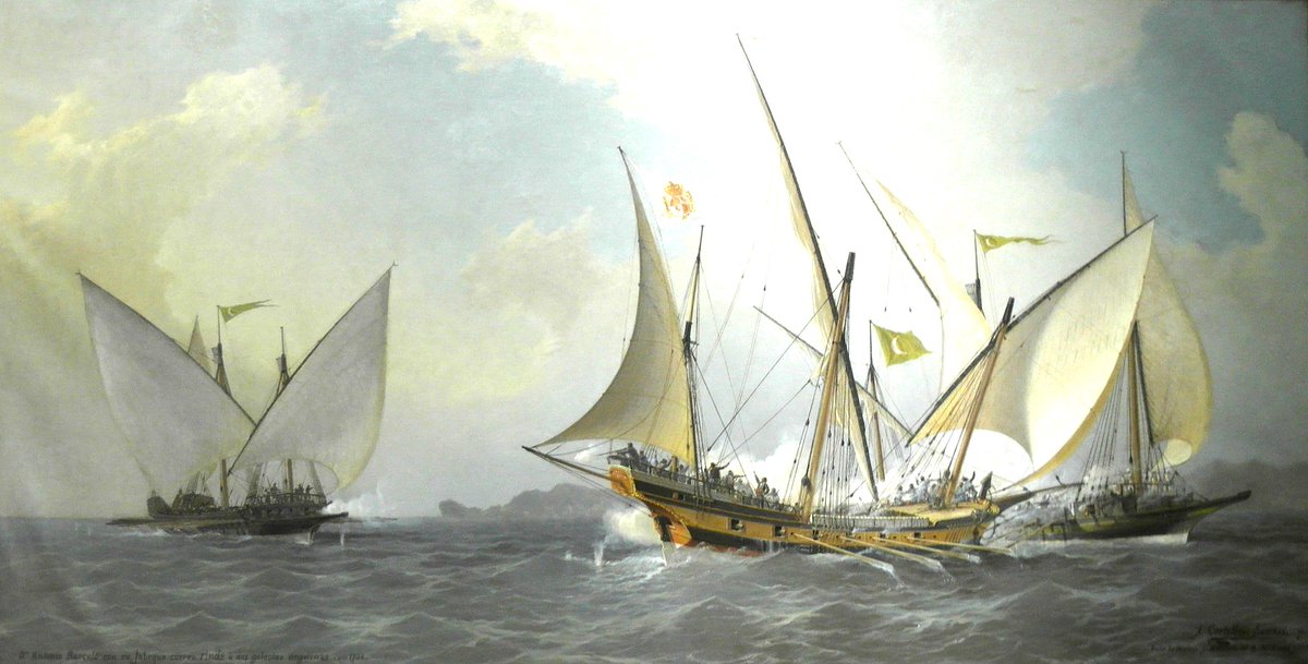 1743: A desperate battle off Gibraltar involved a small becalmed British warship & two oared Spanish xebecs. HMS Pulteney made use of her own “sweeps” for mobility during this unusual action. Click: bit.ly/3oRUUFz #NavalHistory #MaritimeHistory #18thCentury