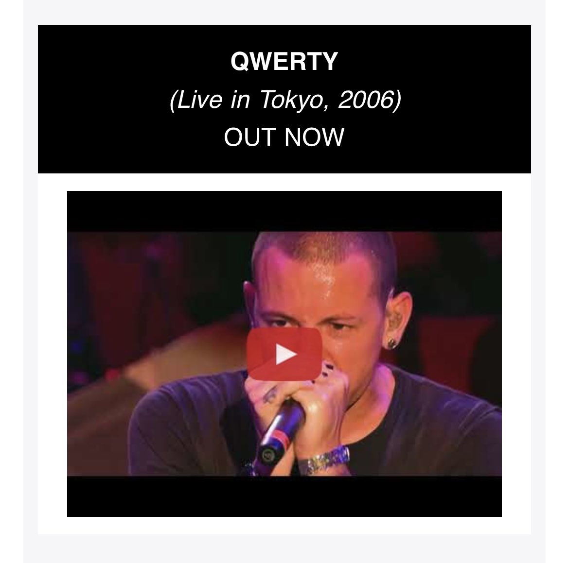 LPLive's tweet image. Never thought we’d see this in a Linkin Park email. 

Amazing. #QWERTY