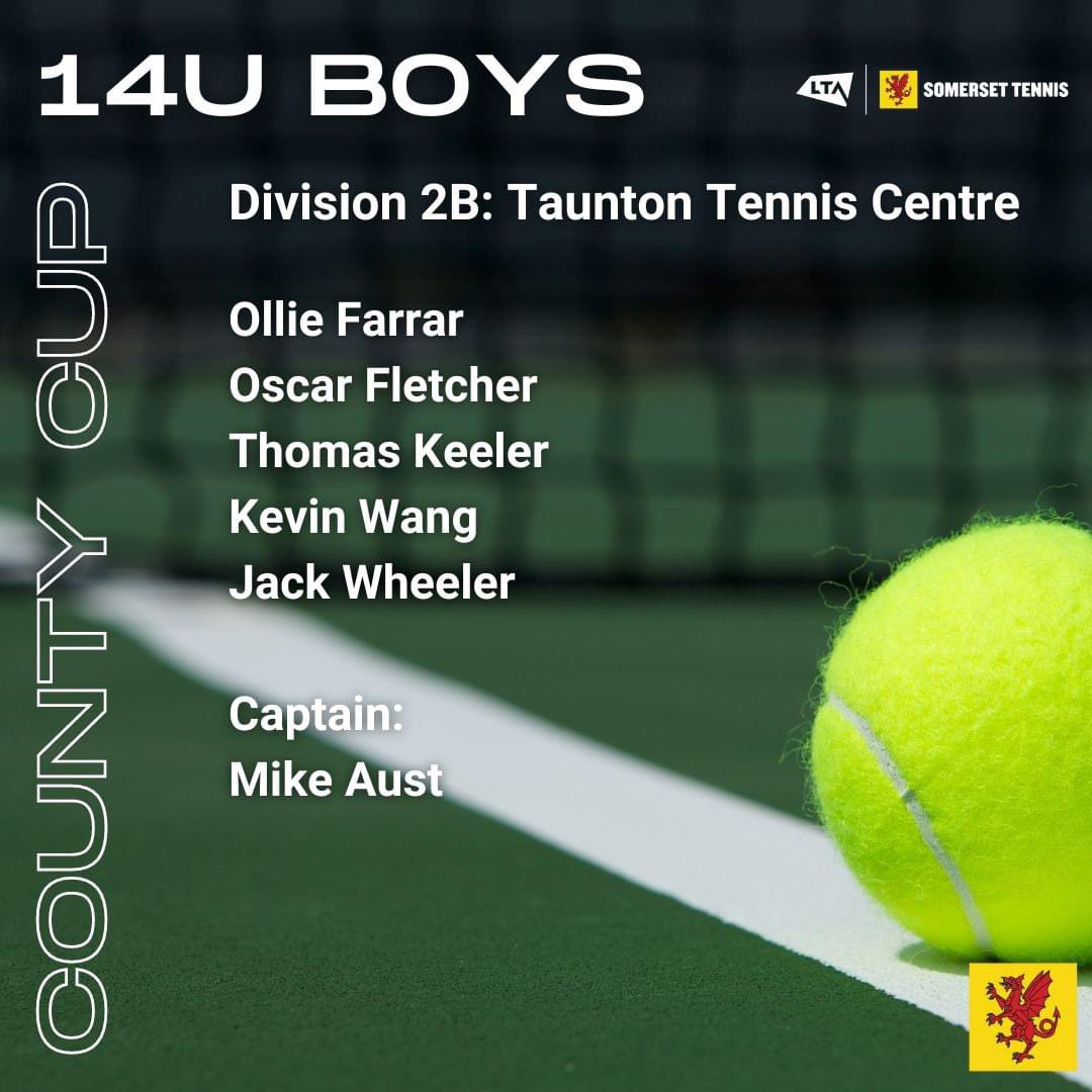 We've got a jam packed weekend of County Cup Tennis coming your way with the 14U and 8U teams in action! The 14U Boys team are playing at Taunton Tennis Centre, so why not pop down and support them! Best of luck to everyone competing. #countycuptennis #countycup