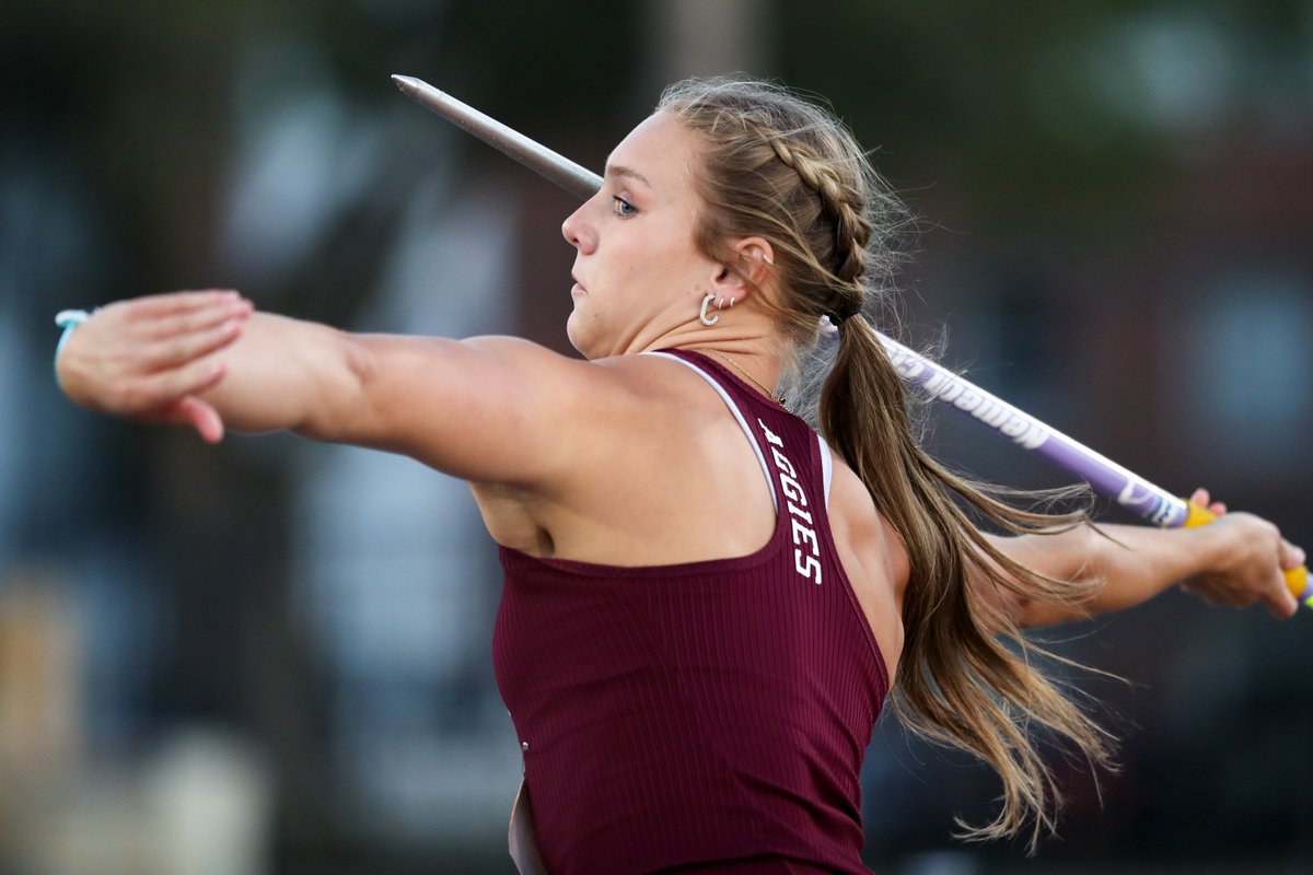 McKenzie Fairchild welcome to the Texas A&amp;M all-time performers list 🤩

She wins the women's javelin in Lubbock with a toss of 55.04m/180-7 and now ranks No. 8 in A&amp;M history 👍

#GigEm // #AggieTF // 📊 aggi.es/4dchl2y