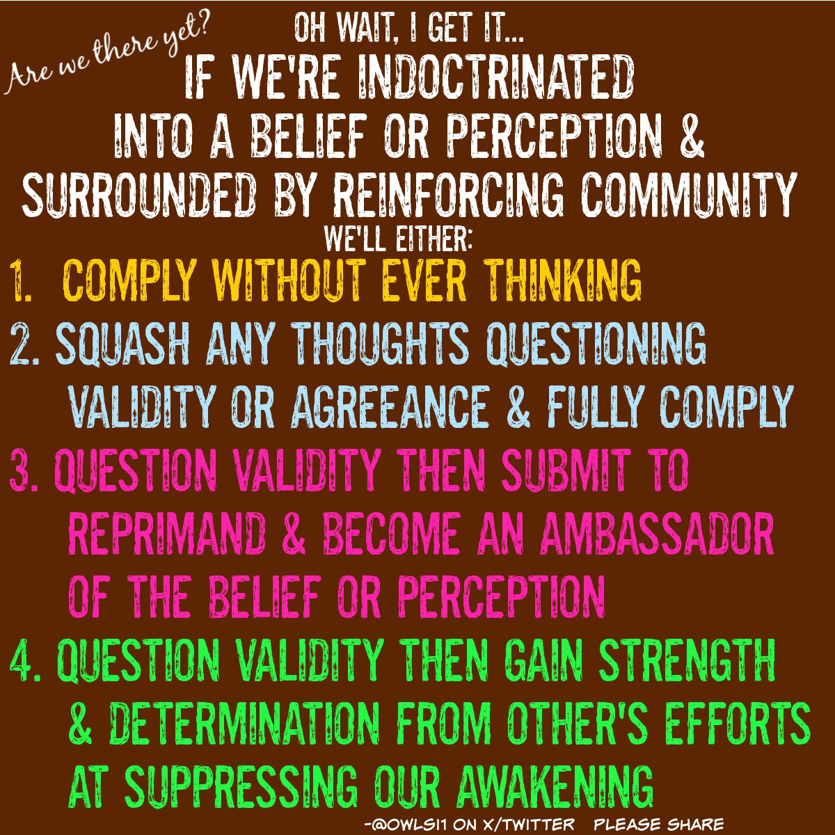 Enlightened EDUCATION includes consciousness• #areWEthereYET #INDOCTRINATIONdisguisedASancestry #indoctrinationDISGUISEDasCULTURE #INDOCTRINATIONdisguisedASclassroom #religionVSspirituality #PROGRAMMINGcomesWITHabuse #CULTmindsRESISTawareness #DEFINEschool #DEFINElearning