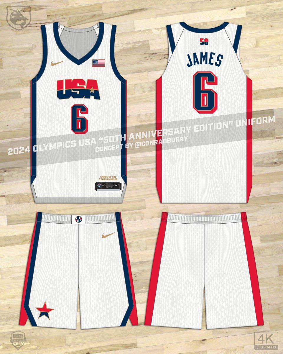 Here's a riff on that idea...a '50th Anniversary Edition' uniform for @usabasketball twitter.com/NickRevell317/…