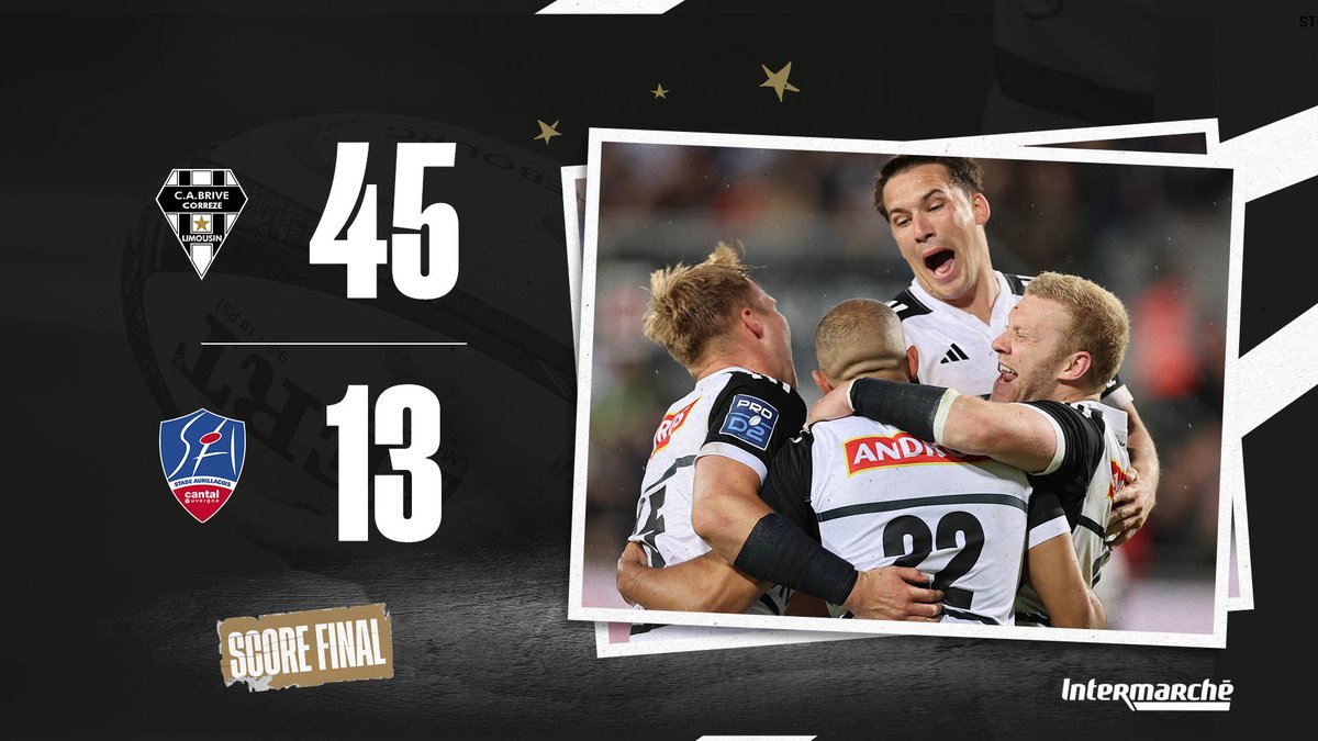 CABCLRUGBY's tweet photo. 𝐃𝐄𝐑𝐁𝐘 𝐆𝐀𝐆𝐍É ✅

Le CA Brive est allé chercher une belle 𝐯𝐢𝐜𝐭𝐨𝐢𝐫𝐞 𝐚𝐯𝐞𝐜 𝐛𝐨𝐧𝐮𝐬 𝐨𝐟𝐟𝐞𝐧𝐬𝐢𝐟 en marquant 6 essais devant un Stadium en feu et ses 10 481 spectateurs 👊🖤🤍

 #WEARECAB https://t.co/4EwlD1jXKf
