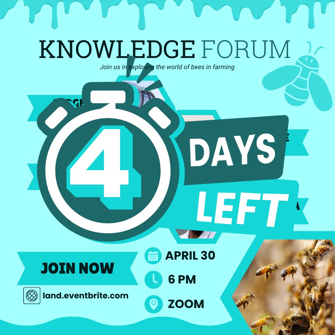 4 days and counting! 🌱🐝 Time is flying, just like our bees! Grab your spot for the Knowledge Forum before it's too late. #BeeQuick #KnowledgeForum2024 ➡️ land.eventbrite.com