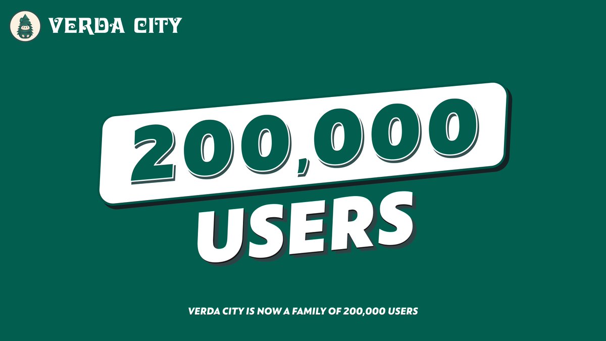 Exciting milestone alert! Verda City has officially welcomed over 200,000 users! As we celebrate this early-stage achievement, we remain committed to our mission of building a sustainable, community-driven platform. Join us on this journey to shape a better GREEN world!…