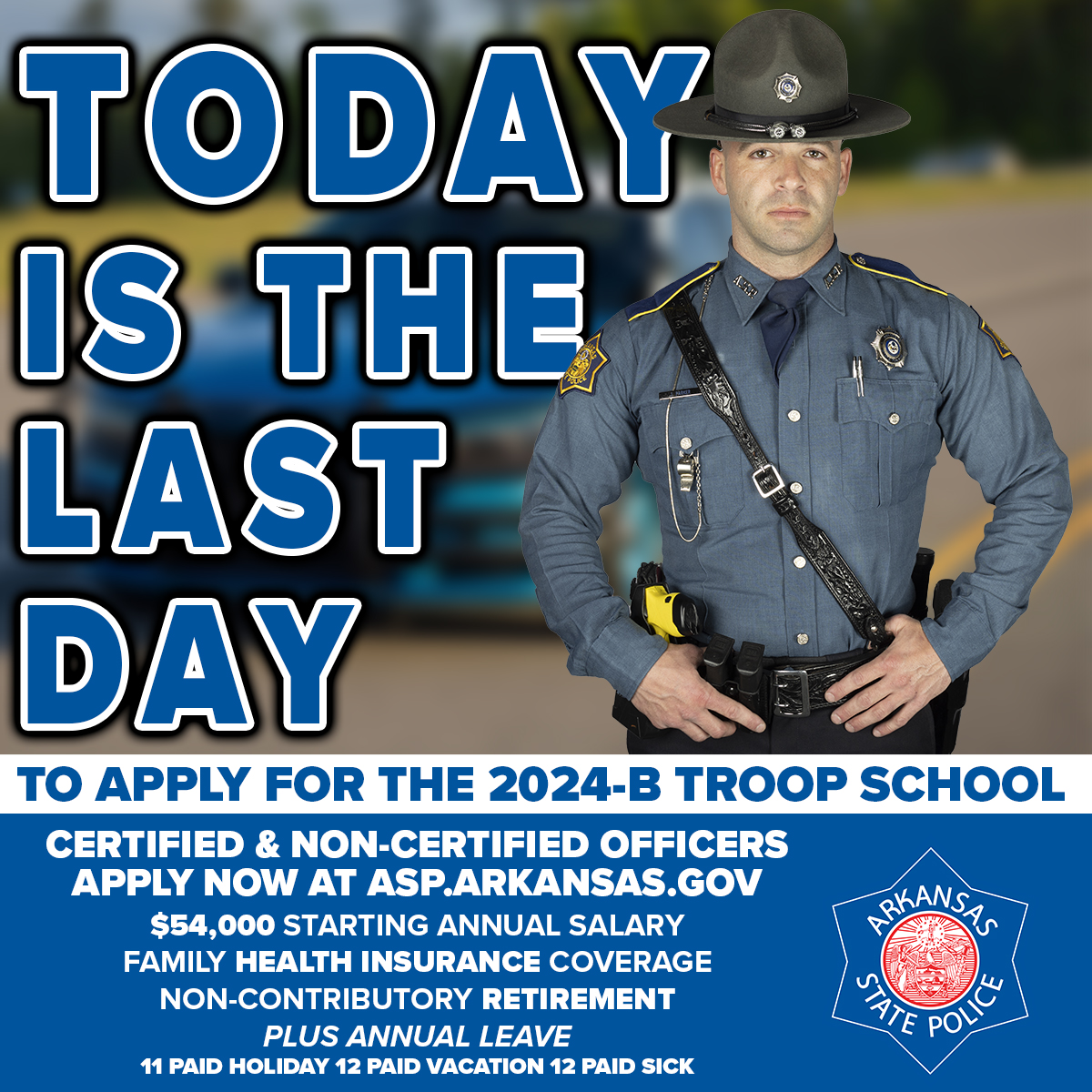Today is the FINAL DAY to apply for Troop School 2024-B! The school, scheduled to begin in October, is open to CERTIFIED AND NON-CERTIFIED applicants. Visit: bit.ly/ASPTroopSchool… for details on the application process. APPLICATION DEADLINE: 04/30/2024 – 11:59 p.m.