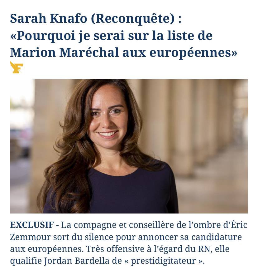 L’Europe que je défends, c’est celle des Européens. Une Europe libre, moderne, prospère, cultivée et sûre d’elle. 🗞️ Voici mon premier entretien dans Le Figaro, après l’annonce de ma candidature aux Européennes : lefigaro.fr/elections/euro…