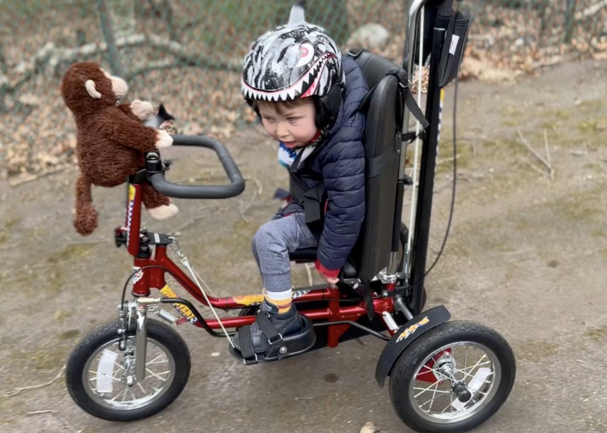 #FlashbackFriday to Alden's wish of an adaptive bike. Mom said, 'Alden spent TWO HOURS on that bicycle yesterday and when big sister got home she said she wants to bike with Alden. You all helped a sibling relationship flourish in new ways' Grant a Wish: martylyonsfoundation.org/donate-today