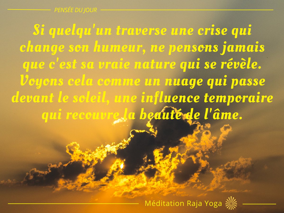 #penséedujour #inspiration #citation
#âme #beauté #crise #humeur

#quisuisje #rajayoga #yoga #spiritualite #seminaire #positif #meditation #paix #force #esprit #forceinterieure #developpementpersonnel #activitegratuite

Tous nos programmes sur:
meditation-rajayoga.fr