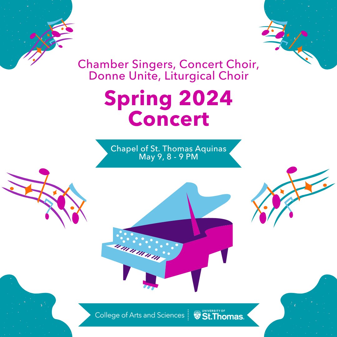 Join us May 9, 8 - 9 p.m. in the Chapel of St. Thomas Aquinas for the Chamber Singers, Concert Choir, Donne Unite and Liturgical Choir's spring concert! Registration is not required. Seating is free general admission until full.