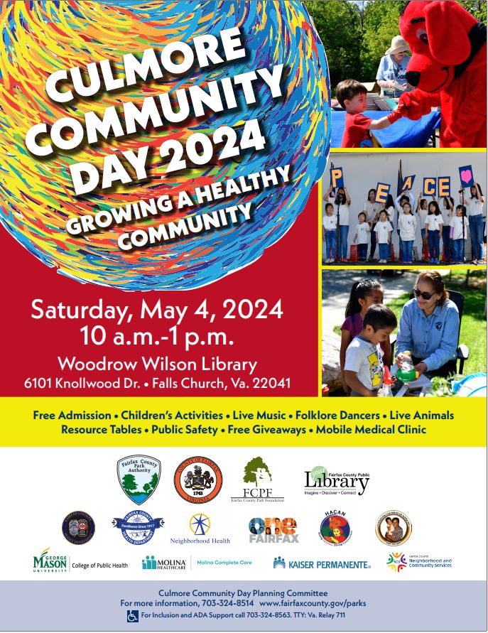 Join us for a family-friendly event that celebrates the rich diversity of Culmore 👨‍👩‍👧‍👦 Learn about a wide range of county resources available and enjoy free refreshments and entertainment! 🎶 ☀️ May 4, 10 a.m. to 1 p.m. 📍 Woodrow Wilson Library Details: bit.ly/42412i2?utm_so…