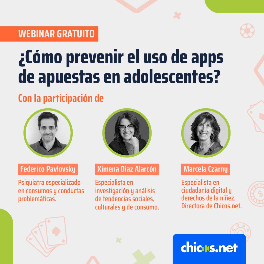 Las apuestas online están al alcance de los adolescentes. Te invitamos a participar de este webinar gratuito donde conversaremos con expertos/as y acercaremos estrategias para abordar este tema. 📅Martes 7 de mayo a las 18 hs. Info e inscripciones: bit.ly/3WhREI2