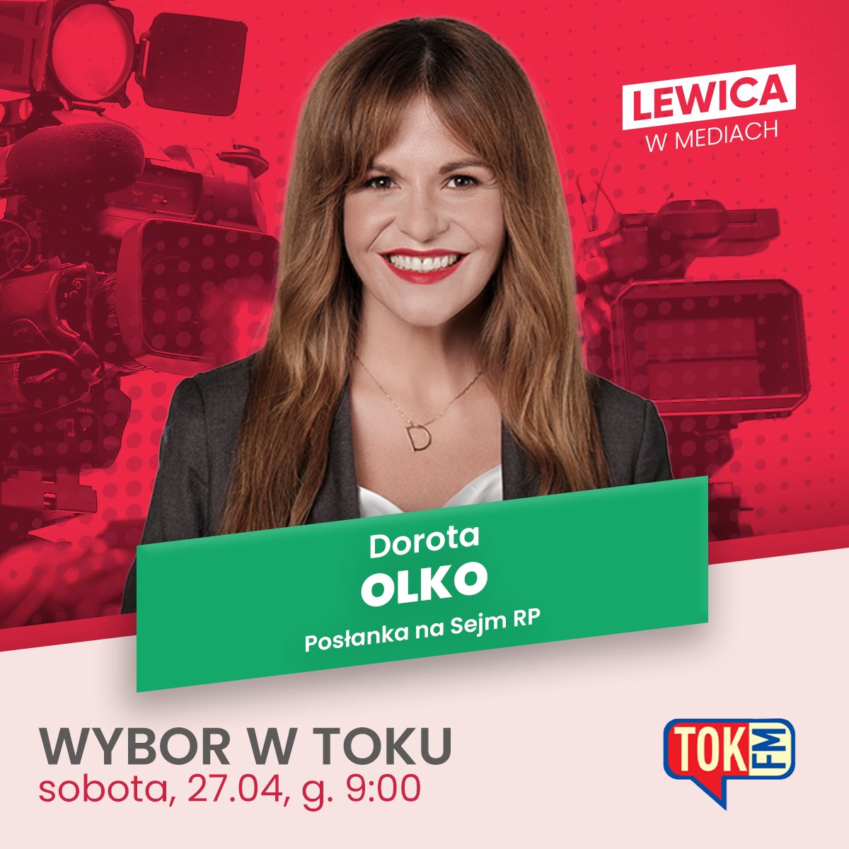 📻 Posłanka @dorota_olko jutro o 9:00 będzie gościnią audycji #WyboryWTOKu w @Radio_TOK_FM #LewicaWMediach