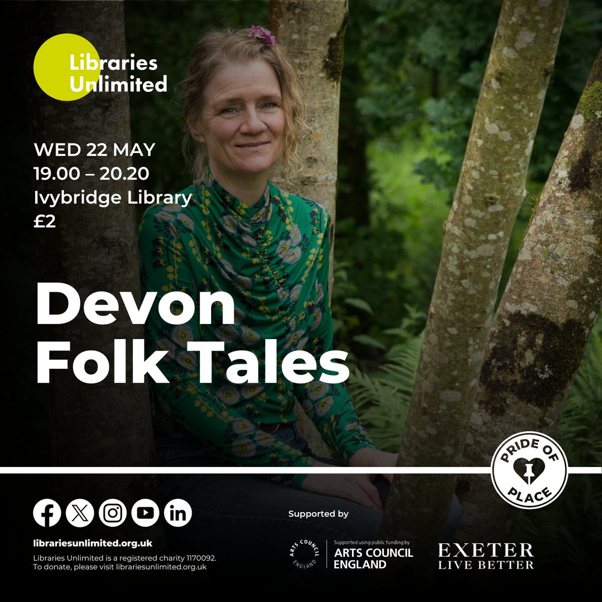 On Tues 7th May @AxLibrary and Wed 22nd May @ivybridgelib hear stories and folktales from Devon, Dartmoor and Exmoor reimagined and retold. Travel Devonshire through time and landscape, get whisked away to the high moor or plunged into the swirling sea! #PrideOfPlace #ACEFunded