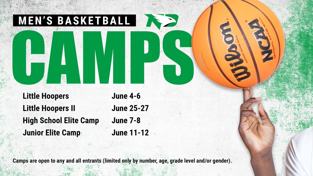 Make sure to sign up for summer 🏀 camps! ℹ️: Team camp will NOT be held this year. 🔗: FightingHawks.com/camps #UNDproud | #LGH