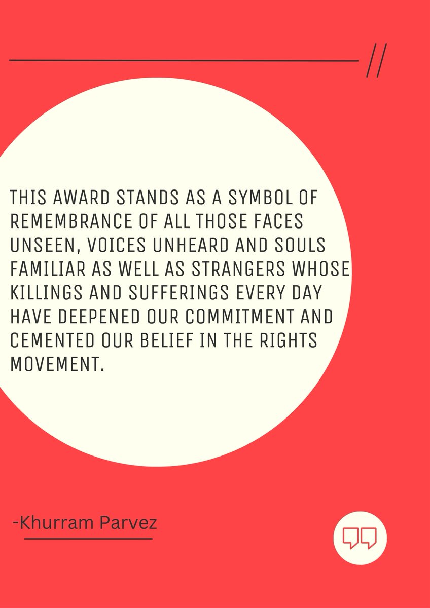 Excerpt from Khurram's award acceptance speech in 2006 when he won the Reebok Human Rights Award.

#FreeKhurramParvez #FreeAllPoliticalPrisoners #FreeIrfanMehraj #Humanrights
