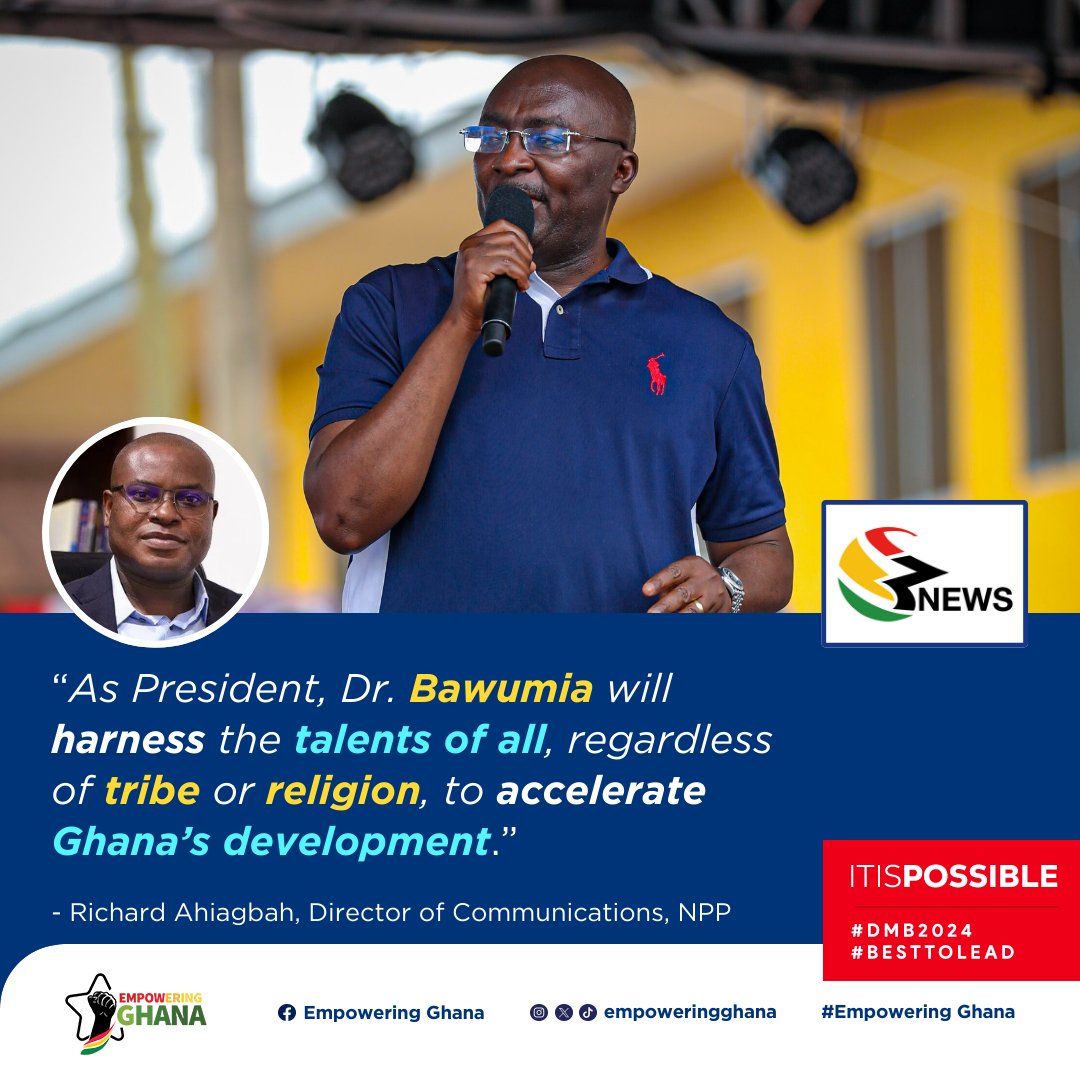 Dr. Bawumia has shown us that he is tolerant of other people's views however different they are from his

via @3news
#EmpoweringGhana #Ghana #Bawumia2024 #DigitalEconomy #Itispossible #FutureLeadership #boldsolutionsforthefuture

Ashanti Kumasi | Agya Koo | John Dumelo