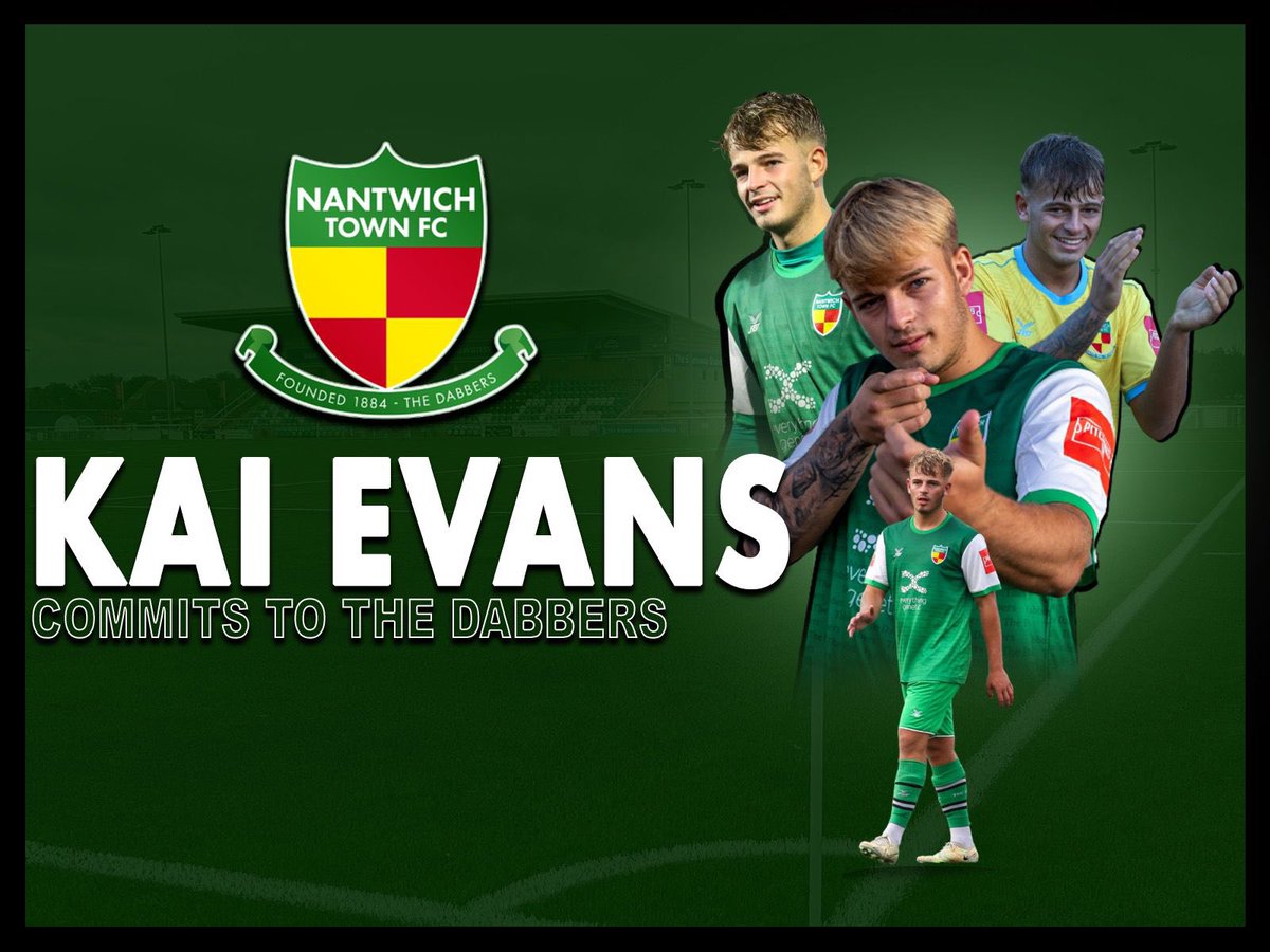 ✍️ | Nantwich Town are delighted to confirm that Kai Evans has signed a contract to remain with The Dabbers for the 2024/25 season 🤝

Great to have you with us again, Kai! 🏴󠁧󠁢󠁷󠁬󠁳󠁿

More here 👉 tinyurl.com/hj5u2dfr

#UpTheDabbers💚