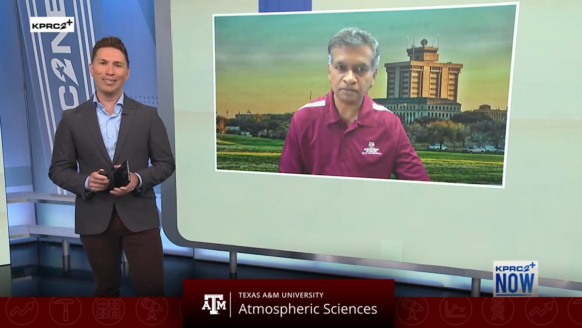 Dr. R. Saravanan, @TAMU_ATMO Department Head, visited with @KPRC2 on Wednesday about a new study recently released by @Texas2036 revealing extreme weather trends in Texas. Watch online: youtube.com/watch?v=2kSx6P…