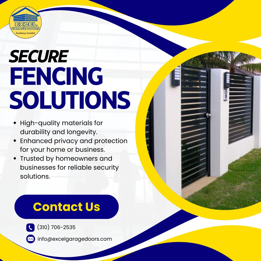 Contact us today to discuss your fencing needs and protect what matters most.
#SecureFencing #PropertySecurity #ExcelGarageDoors #FenceInstallation #PrivacyFence #HomeSecurity #CommercialSecurity #FenceMaintenance #TrustedService