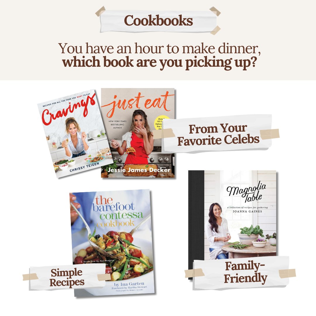 Need help with finding inspo for dinner? 🍽️ These cookbooks stay in rotation in the Davis household! 🏠 I'm always taking recommendations so if you have some cookbooks that you love, let me know! ⬇️