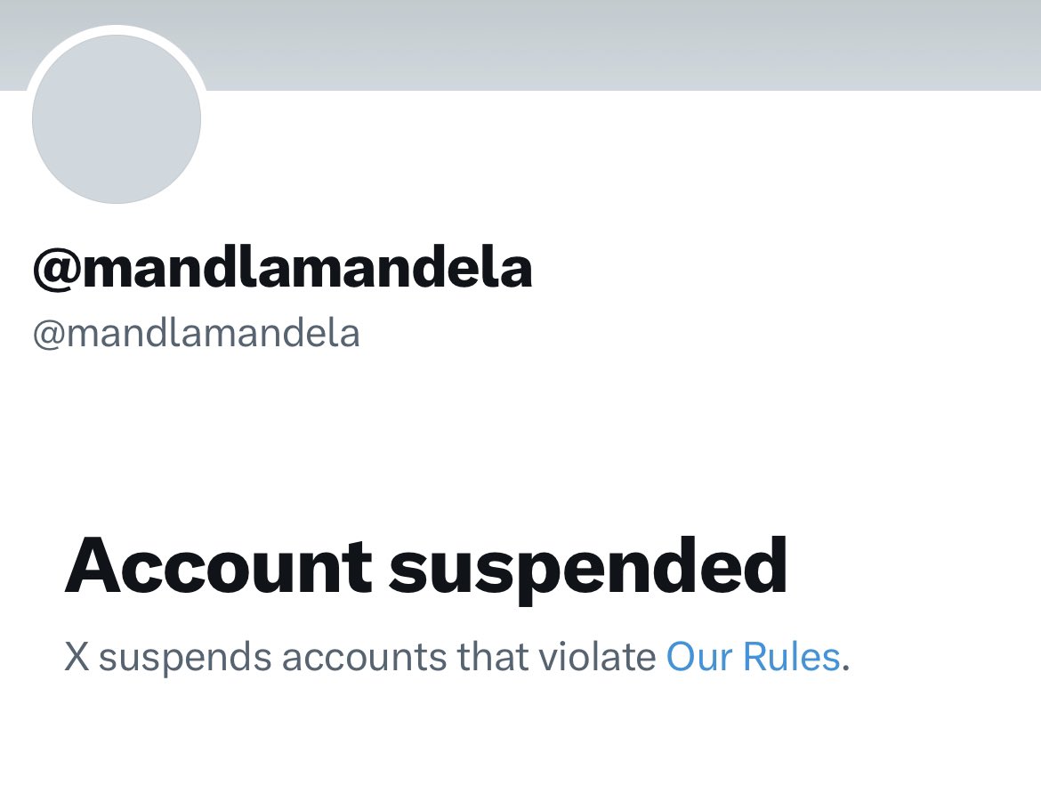 Nelson Mandela's grandson's account just got suspended. The apartheid supervillains are suppressing him because he's setting sail to bring aid to Gaza on the Freedom Flotilla.