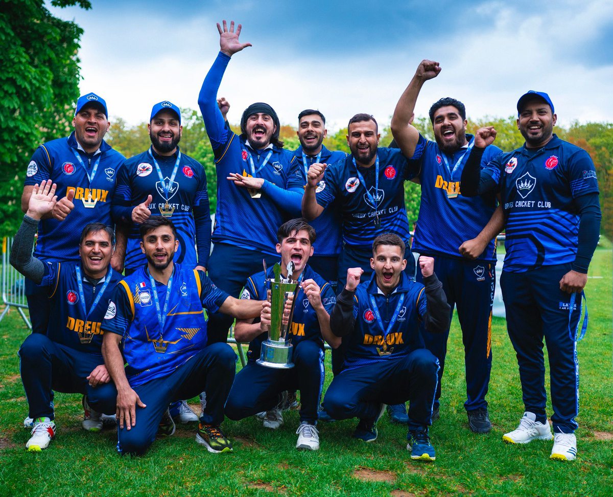 CHAMPIONS! 🏆 Dreux win the inaugural ECS in France beating President XI in the final.👊 #EuropeanCricket #EuropeanCricketSeries #StrongerTogether