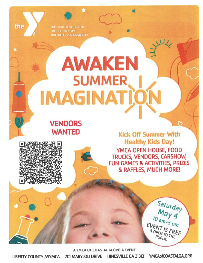 Join YMCA of Coastal GA - Liberty County Branch for Awaken Summer Imagination on May 4th from 10:00 AM until 3:00 PM 🌞