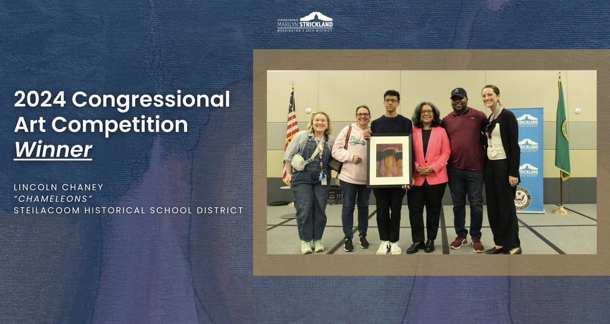 Congratulations again to Steilacoom School District's Lincoln Chaney on being my Congressional Art Competition winner. The #SouthSound is a hub of arts and education, thank you to all the talented students who submitted pieces this year. Read more: strickland.house.gov/media/press-re…