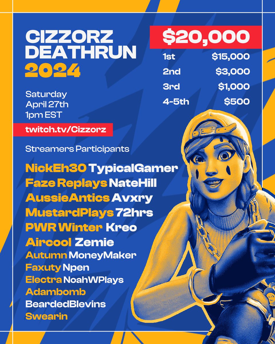 TOMORROW. $20,000. 20 Different Streamers. 1 Deathrun.