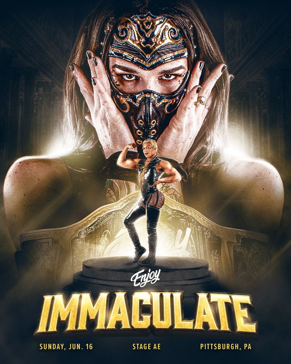 This summer, we’re upping the ante. It’s our biggest event to date. Sunday June 16th. Enjoy Wrestling presents: IMMACULATE LIVE at STAGE AE in Pittsburgh. Tickets start at just $15 and will be on sale Monday April 29th. You will not want to miss this. #enjoywrestling…