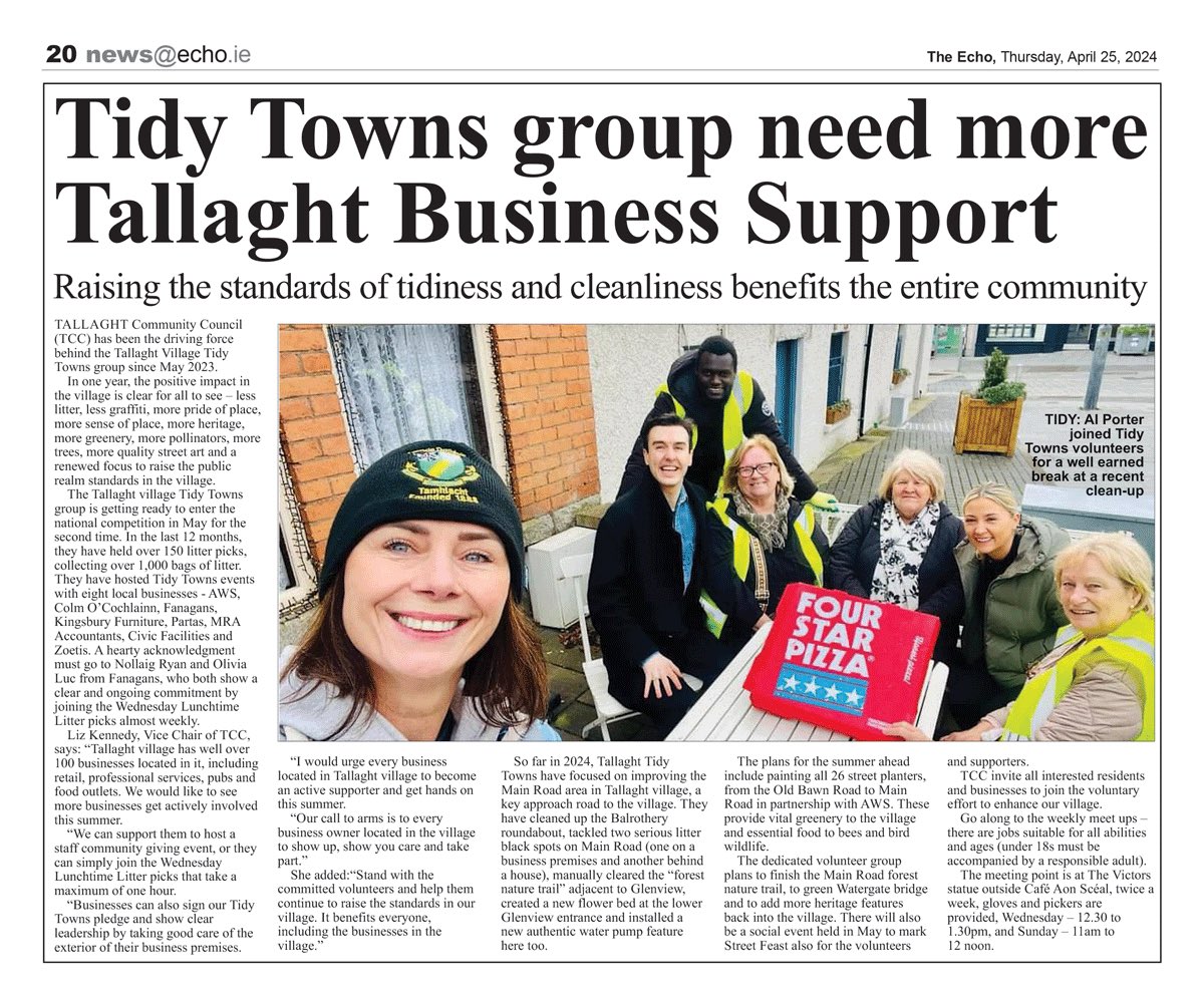 Calling all Tallaght businesses - are you lending support to this mammoth community effort ? @TheEchoOnline @tudublinsu @wci_tallaght @TallaghtRFC @TallaghtTC @TallaghtTownAF1 @WeAreTUDublin @IrishLitter